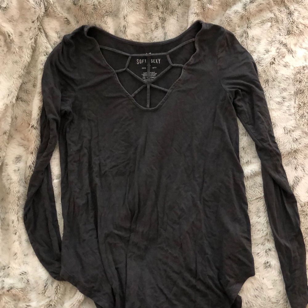 Grey Soft & Sexy Cut Out Top